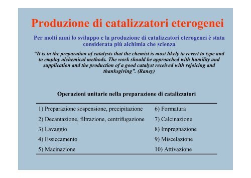 introduzione alla catalisi eterogenea - Chimica Industriale