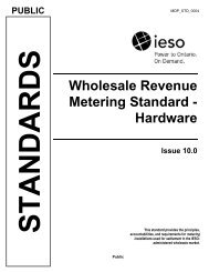 Wholesale Revenue Metering Standard - Hardware - IESO