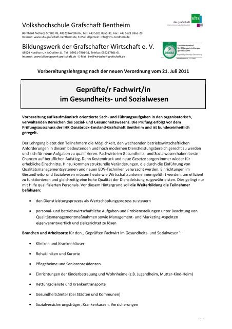 Infoblatt - VHS Grafschaft Bentheim