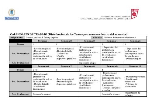 FICHA TECNICA DE LA ASIGNATURA - INEF - Universidad ...