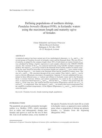 Defining populations of northern shrimp, Pandalus borealis ...