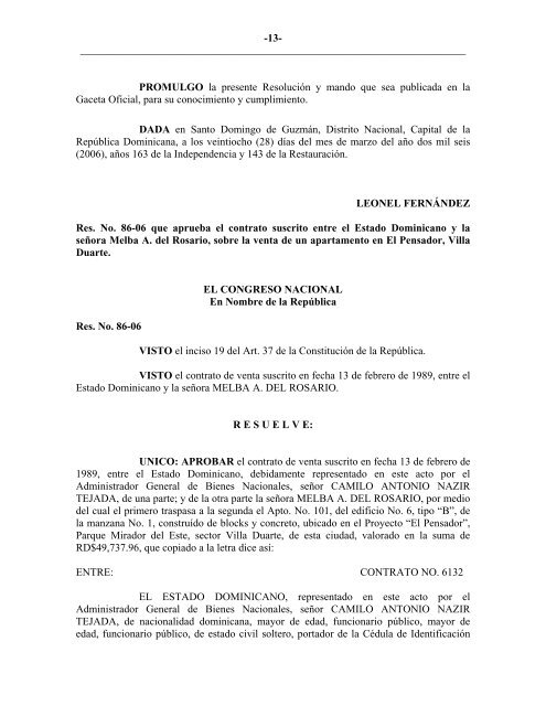 GACETA OFICIAL - CÃ¡mara de Diputados