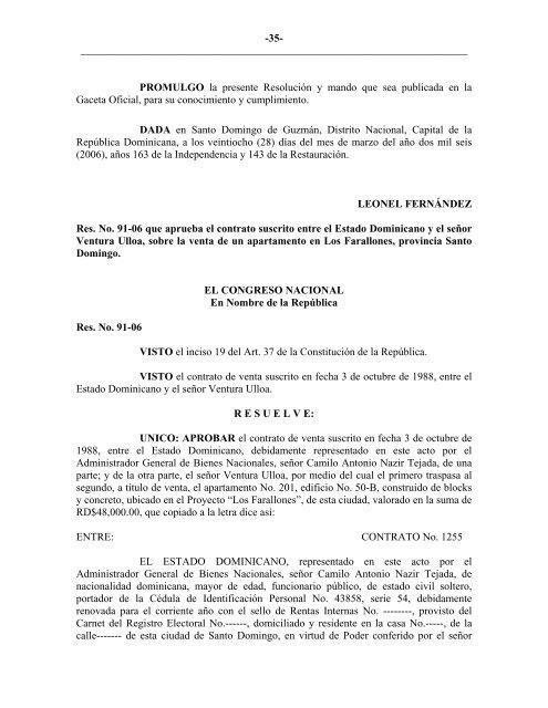 GACETA OFICIAL - CÃ¡mara de Diputados