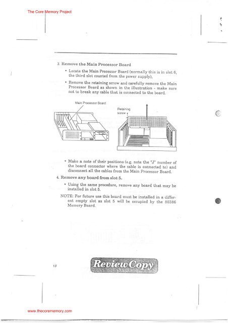 NCR Kit Information 3279-K010 80386 Upgrade. - The Core Memory