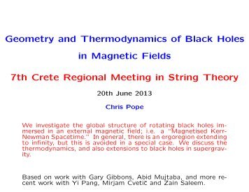 Geometry and Thermodynamics of Black Holes in Magnetic Fields ...