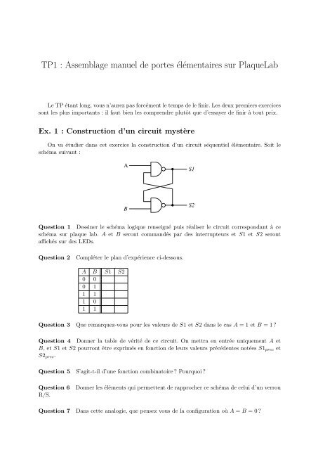 Architecture 1 TP 1 : construction et utilisation de bascules - Ensiwiki