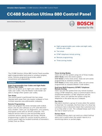 CC488 Solution Ultima 880 Control Panel - SourceSecurity.com