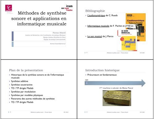 Méthodes de synthèse sonore et applications en informatique ...