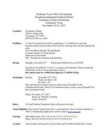 Northeast Texas TISCA Invitational Texarkana Independent School ...