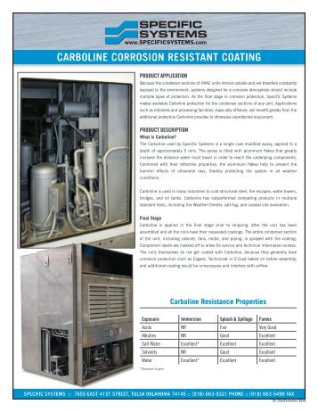 CARBOLINE CORROSION RESISTANT COATING - Specific Systems