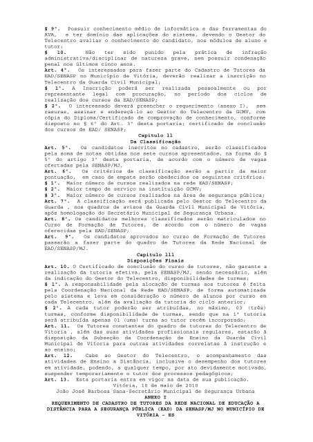Atos Oficiais publicados em 18/05/2010 - Prefeitura de VitÃ³ria