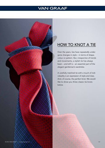 How to knot a tie Our tips are - Van Graaf