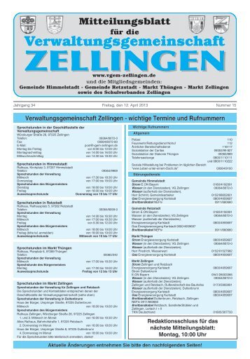 Verwaltungsgemeinschaft Zellingen - wichtige Termine ... - Retzstadt