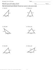 WS #7 - Law of Cosines (10.5)