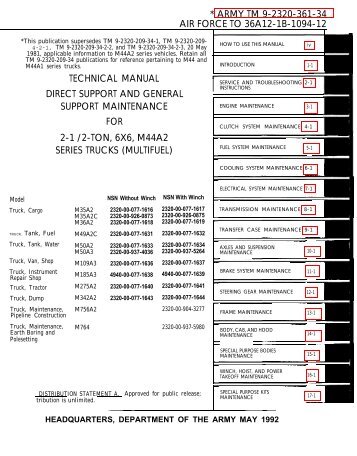 * ARMY TM 9-2320-361-34 AIR FORCE TO 36A12-1B-1094-12 ...