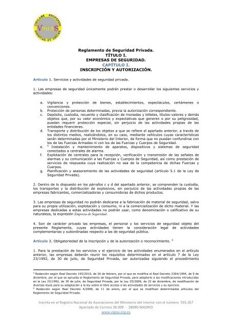 Real Decreto 2364/1994, de 9 de diciembre, por el que se ... - VigiaS