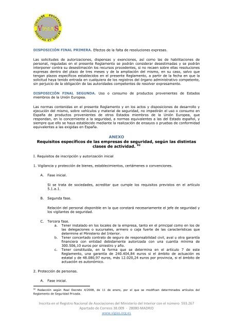 Real Decreto 2364/1994, de 9 de diciembre, por el que se ... - VigiaS