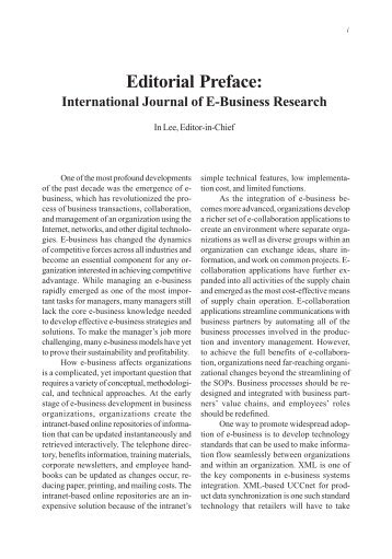 Editorial Preface: International Journal of E-Business Research