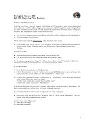 Geological Sciences 101 Lab #10 - Exploring Plate Tectonics