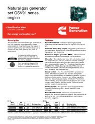 Natural gas generator set QSV91 series engine - Cummins Power ...