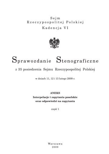 Sprawozdanie Stenograficzne - Sejm Rzeczypospolitej Polskiej