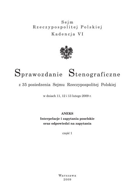 Sprawozdanie Stenograficzne - Sejm Rzeczypospolitej Polskiej