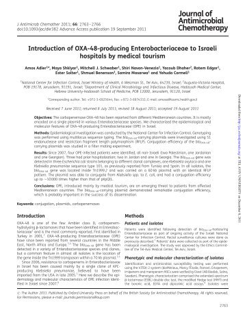 Introduction of OXA-48-producing Enterobacteriaceae to ... - Saturn