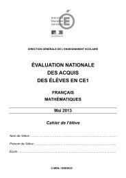 ÃVALUATION NATIONALE DES ACQUIS DES ÃLÃVES EN CE1