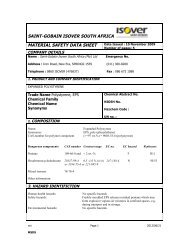 saint-gobain isover south africa material safety data sheet