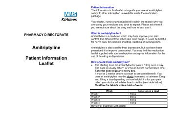 Amitriptyline Patient Information Leaflet - Sheffield Persistent Pain