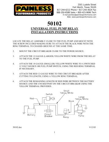 50102 universal fuel pump relay installation instructions