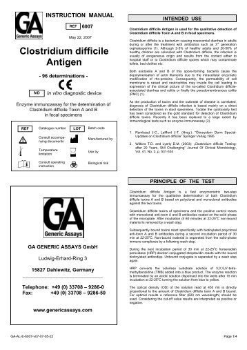 Clostridium difficile Antigen (6007) - GA Generic Assays GmbH