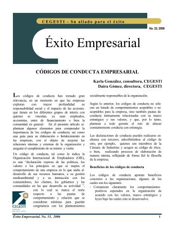 Códigos de Conducta Empresarial - Cegesti
