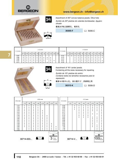 Jewelling tool, staking tools, lathes, padprinting ... - Bergeon SA