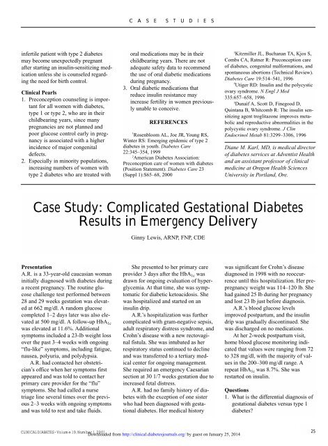 Case Study: Pregnancy and Early-Onset Type 1 ... - Clinical Diabetes