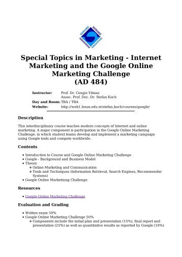 Special Topics in Marketing - Department of Management