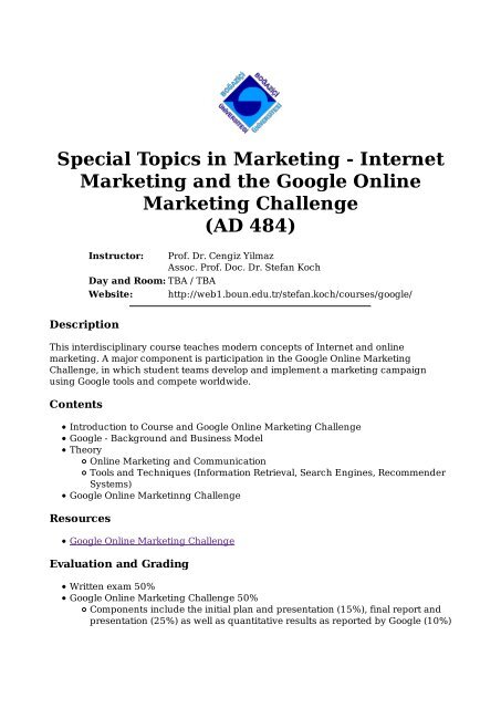 Special Topics in Marketing - Department of Management