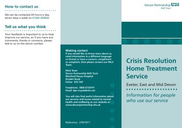 Crisis Resolution Home Treatment Service - Devon Partnership ...