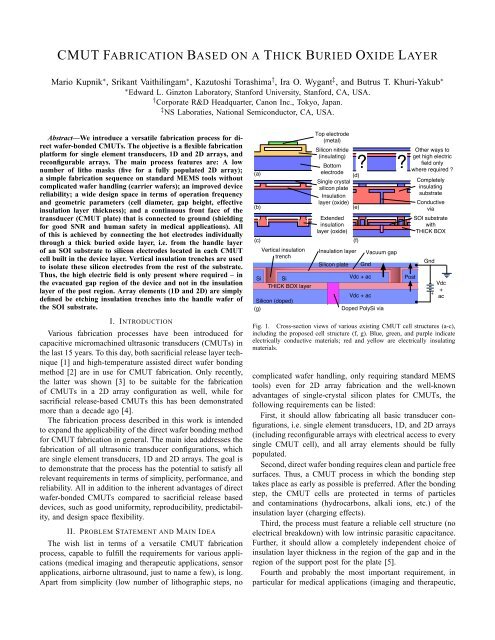 cmut fabrication based on a thick buried oxide layer - Khuri-Yakub ...