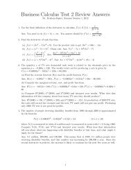 Business Calculus Test 2 Review Answers