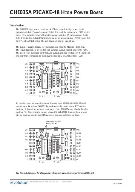 CHI035A PICAXE-18 HIGH POWER BOARD