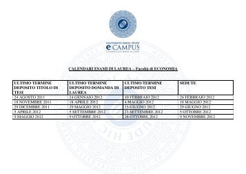 Calendario delle sedute di laurea 2012 - eCampus