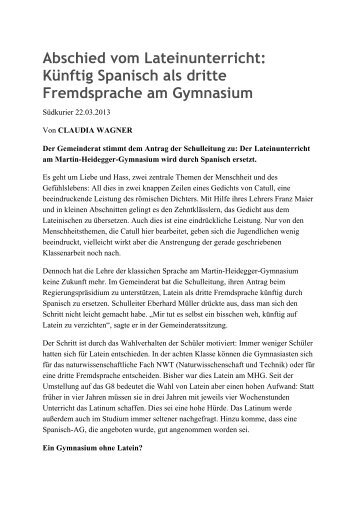 Abschied vom Lateinunterricht - Gymnasium Messkirch