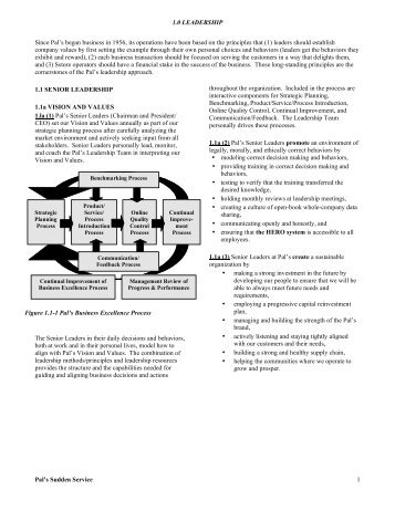 1.0 LEADERSHIP Pal's Sudden Service 1 Since Pal's began ...