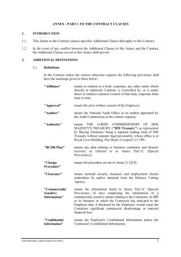 Annex Part 1 - Contract Clauses - Government Procurement Service ...