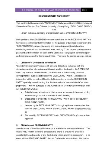 CONFIDENTIALITY AGREEMENT This confidentiality agreement ...