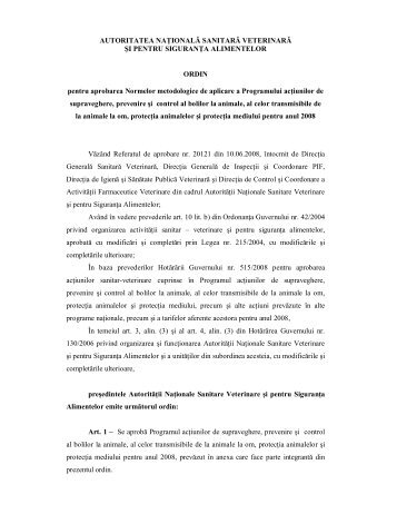 Programul actiunilor de supraveghere. prevenire si control ... - ansvsa