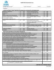 Health Risk Assessment Form - Simply Healthcare Plans