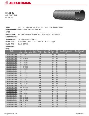 Page loading ... Please wait... S-161 BL AIR DUCTING UL 94 V2