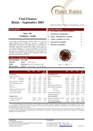 Vital Finance Bénin – Septembre 2003 - Rating Initiative
